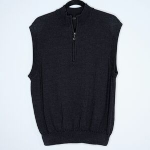 Greg Norman Merino Wool‎ Quarter Zip Sweater Vest Charcoal Grey Medium